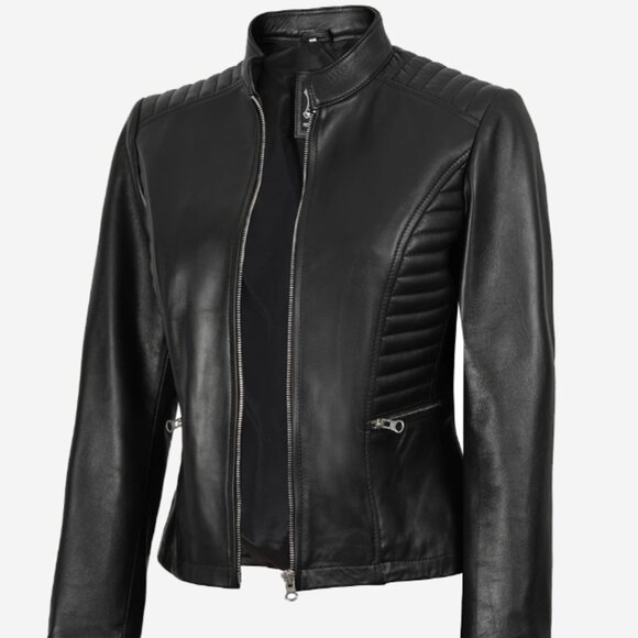 F Jacket Jackets & Blazers - Womens Black Biker Style Leather Jacket NWOT